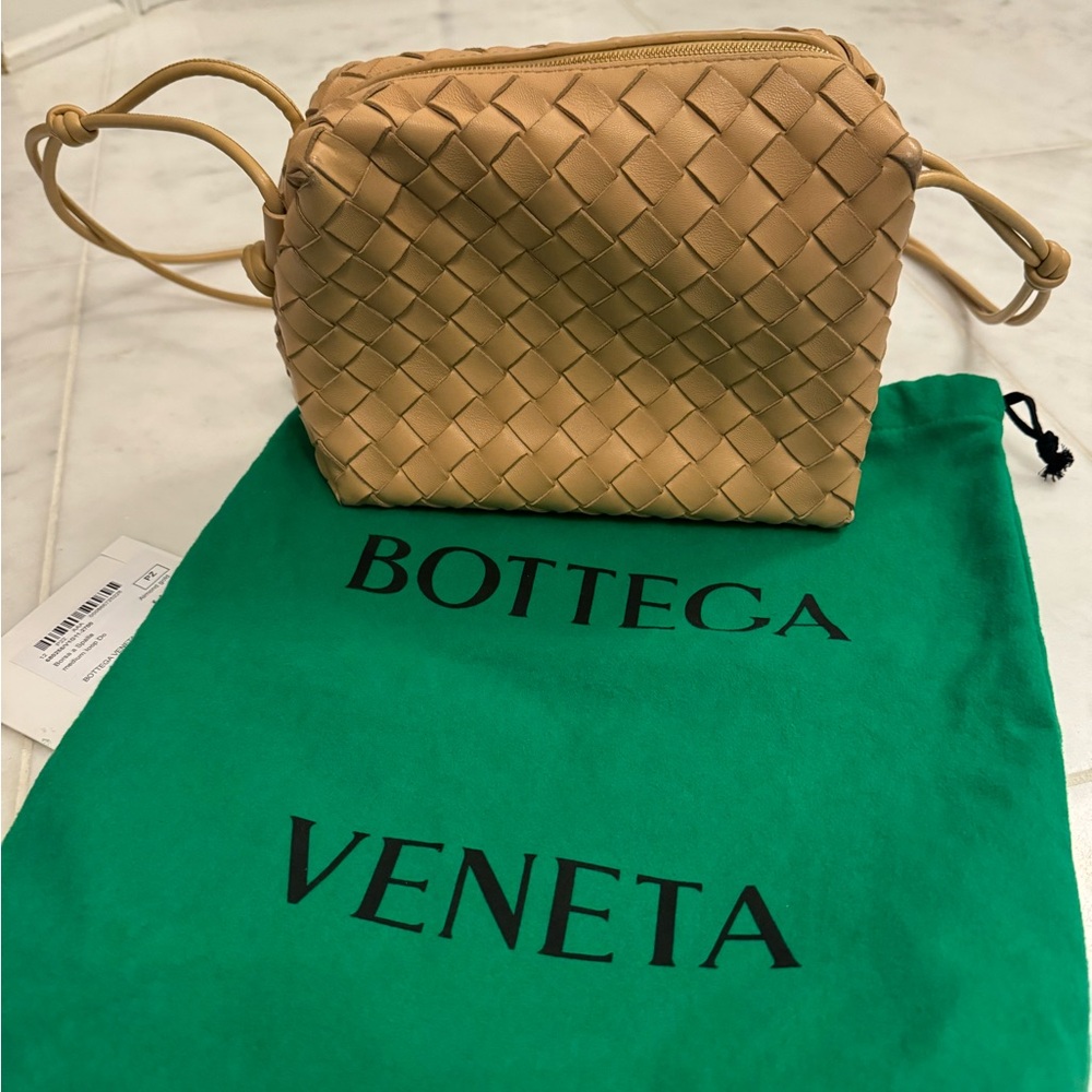 Bottega Veneta Tan Woven Leather Pouch